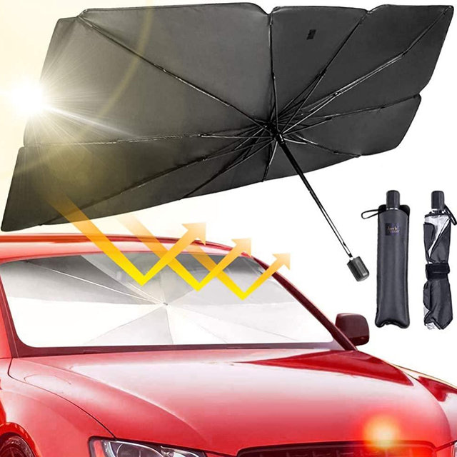 JASVIC Car Windshield Sun Shade Umbrella - Foldable Car Umbrella Sunshade Cover UV Block Car Front Window (Heat Insulation Protection) for Auto Windshield Covers Trucks Cars (Large)