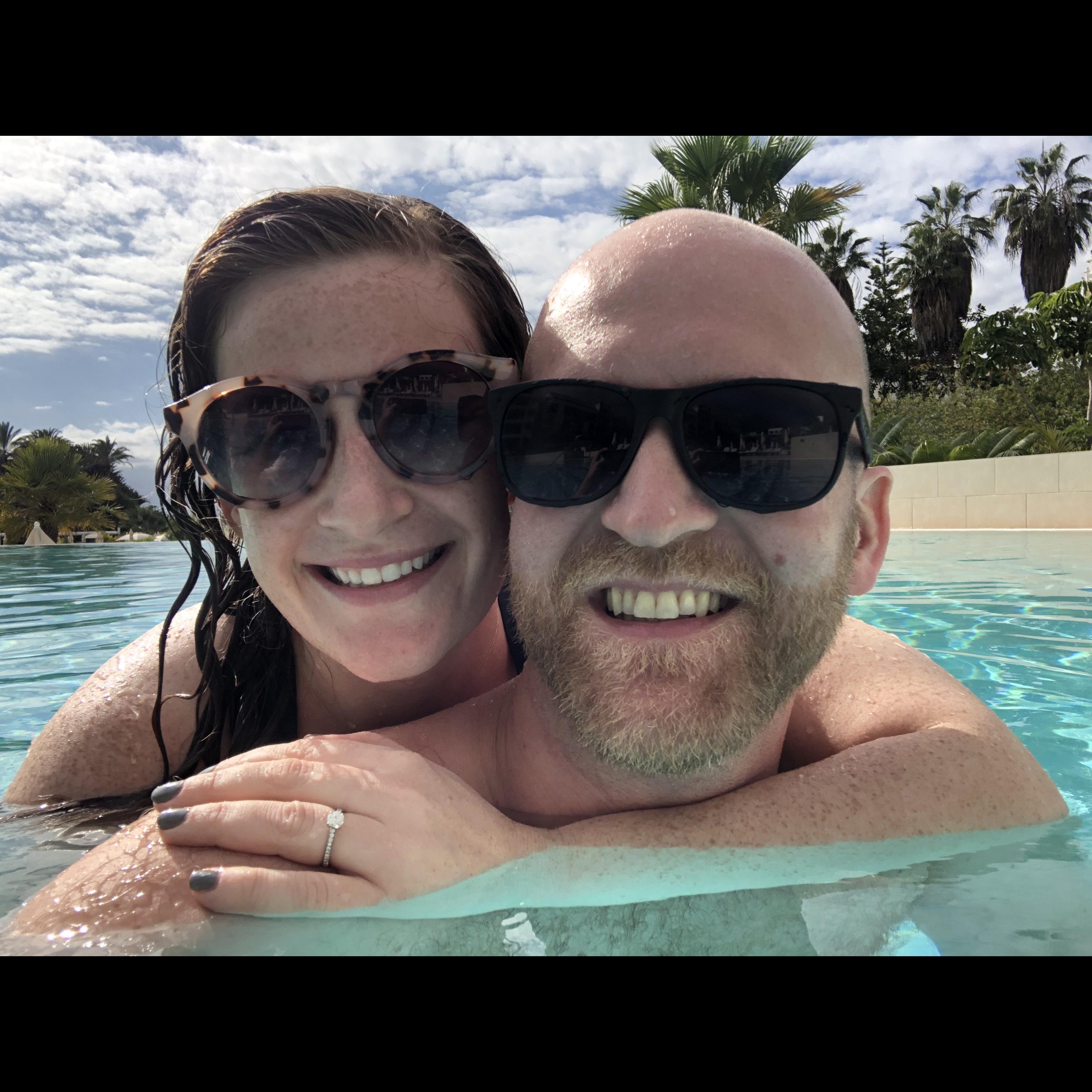 The day after we got engaged - we spent the whole day in the pool!