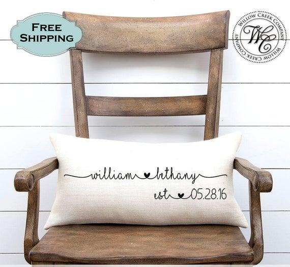 Ivory Burlap 12x18 Pillow Included Wedding Gift