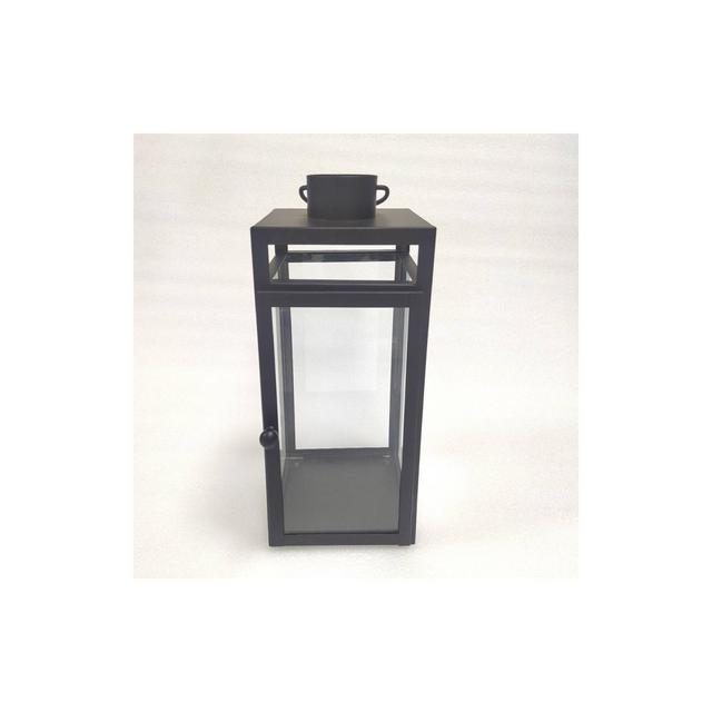 16" x 7" Decorative Metal Lantern Candle Holder Matte Black - Threshold™