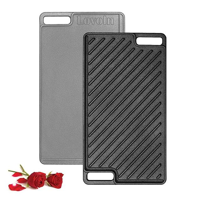 1-Piece 16.50 Inch Cast Iron Griddle Plate | Reversible Cast Iron Grill Pan for Gas Stovetop | Double Sided Used on Open Fire & in Oven | Non -Coating Pre-Seasoned