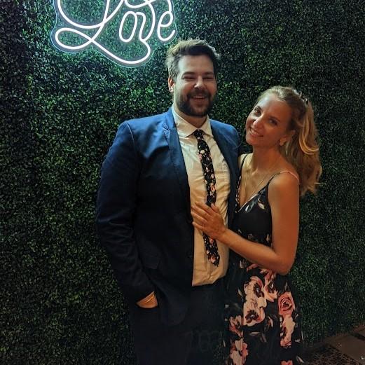 A few months later... we weren't official yet, but we were into each other enough to go as dates to a wedding - and match!