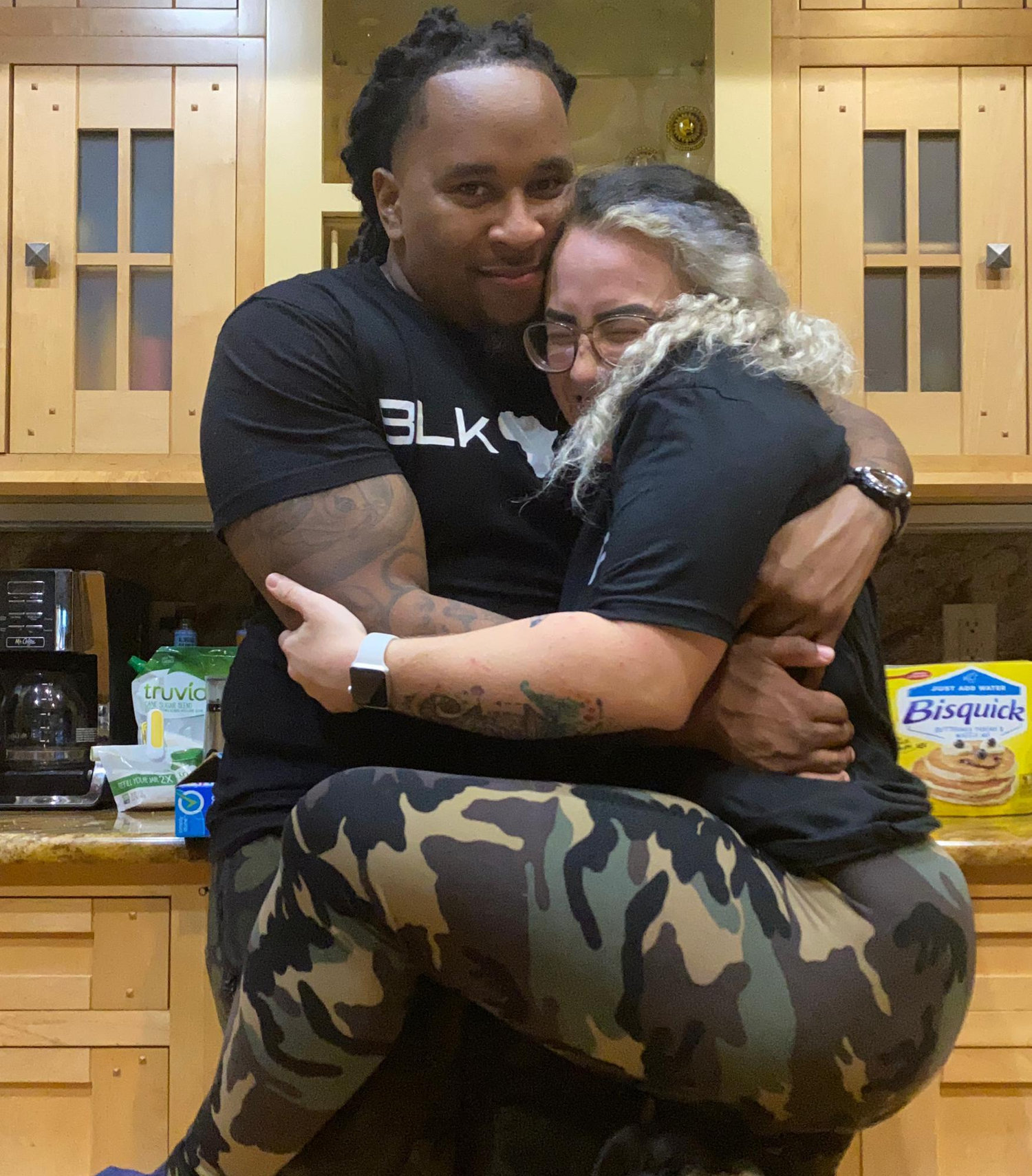 First thanksgiving together twinning in out BLK Fit gear!