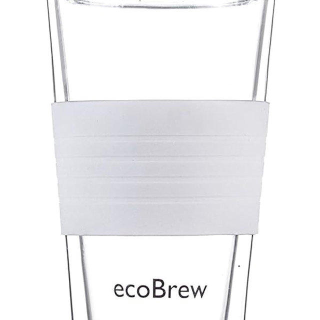 ecoBrew 16oz Double Wall Glass Tumbler with Lid, Insulated Glass Travel Mug, Dishwasher Safe & Microwavable Clear Coffee Tumbler To Go, Reusable Cup, Ceramic Travel Mug with Lid