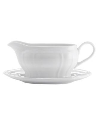 Mikasa - Dinnerware, Antique White Gravy Boat with Tray