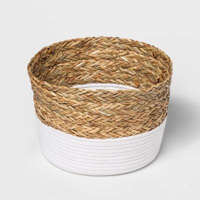 Round Basket in Braided Matgrass & White Coiled Rope - Threshold™