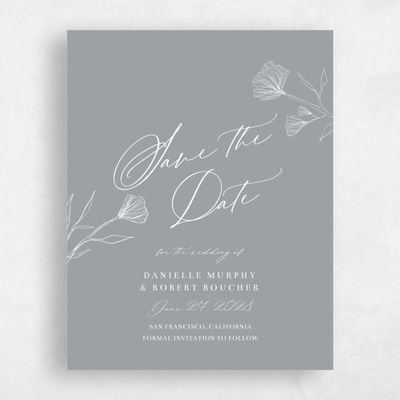 Pewter Gray, Grey Wedding Save the Date - Ingrid Portrait
