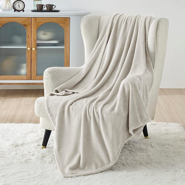Bedsure Fleece Blanket 50x70 Blanket Linen - 300GSM Soft Lightweight Plush Cozy Blankets for Bed, Sofa, Couch, Travel, Camping