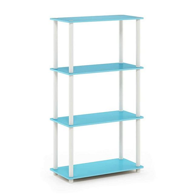 Furinno Turn-N-Tube 4-Tier Multipurpose Shelf Display Rack, Single, Light Blue/White