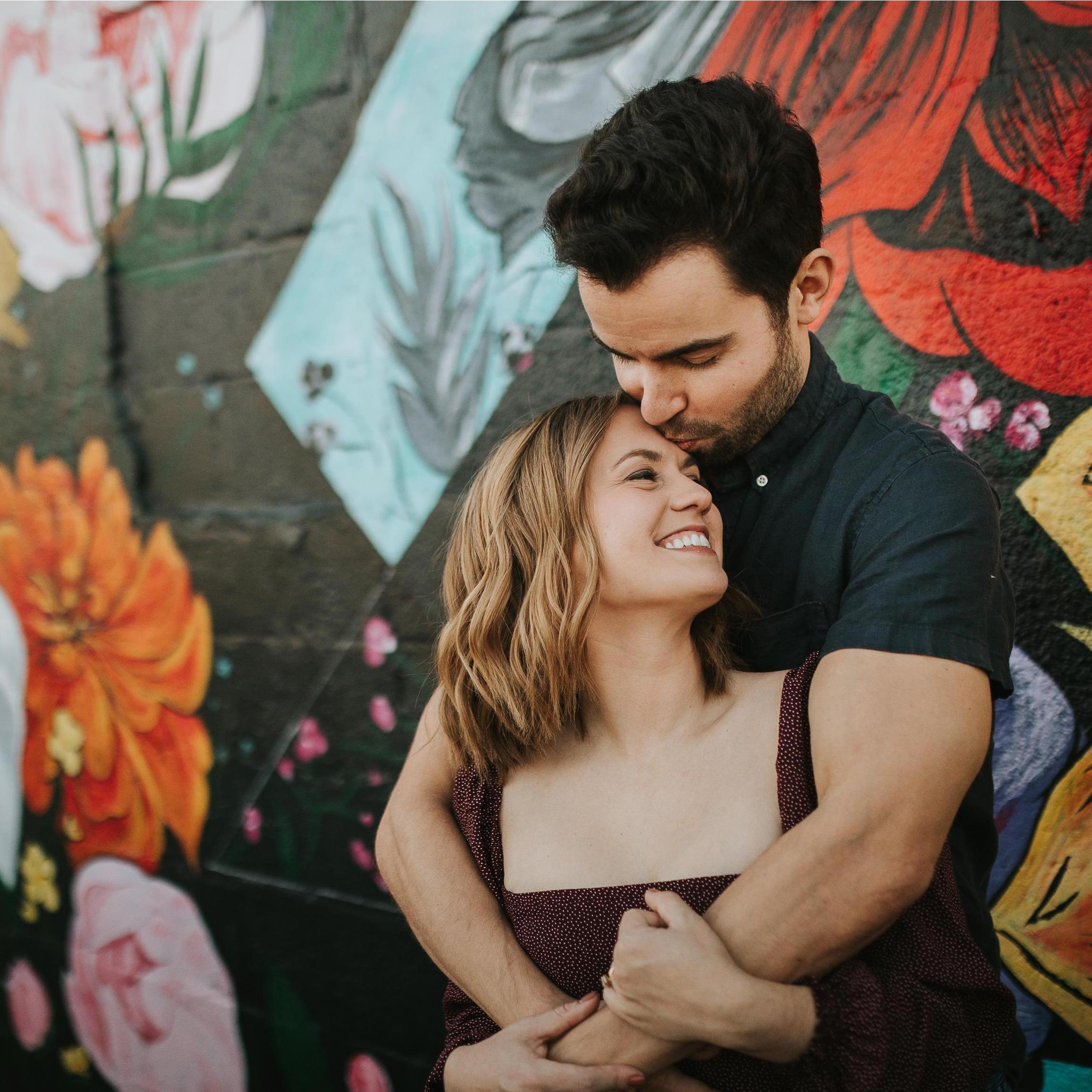 Engagement photos outside of one of our favorite dive bars, Mickeys!