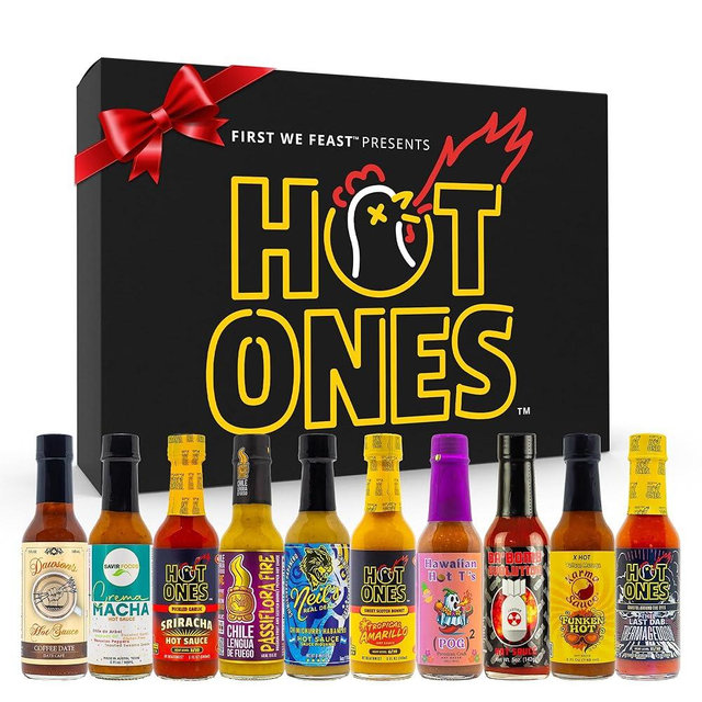 Hot Ones Hot Sauce Challenge - Season 28 - Hot Sauces Gift Sets - Variety Pack - Made with Natural Ingredients - Unique Small Batch Sampler Gift Set - 5 fl oz Bottles (10-Pack)