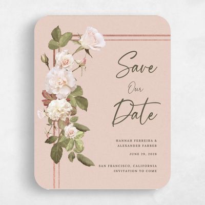 Pink Rounded Wedding Save the Date - Quintana Bloom
