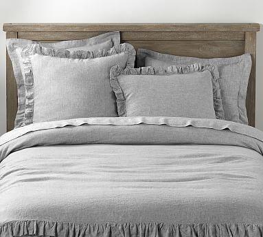 Pottery Barn - Flax Belgian Linen Ruffle Duvet