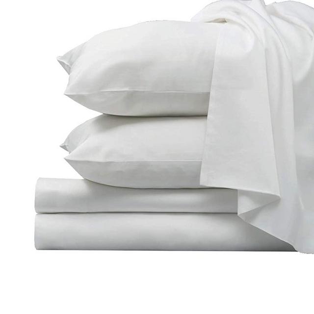 Pizuna 1000 Thread Count 4pc Sheet Set, 100% Long Staple Cotton White King Sheets, Luxurious Thick Sateen Weave Bed Sheets fits Upto 15 inch Deep Pockets (White King 100% Cotton Sheet Set)