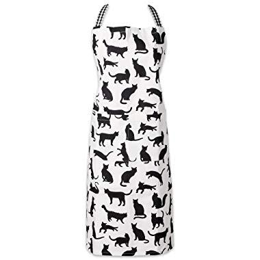DII 100% Cotton, Everyday Basic Home Kitchen, Restaurant, Adjustable Neck and Waist Ties, Front Pockt, Pet Lover, Chef's Apron Meow, Cat Print