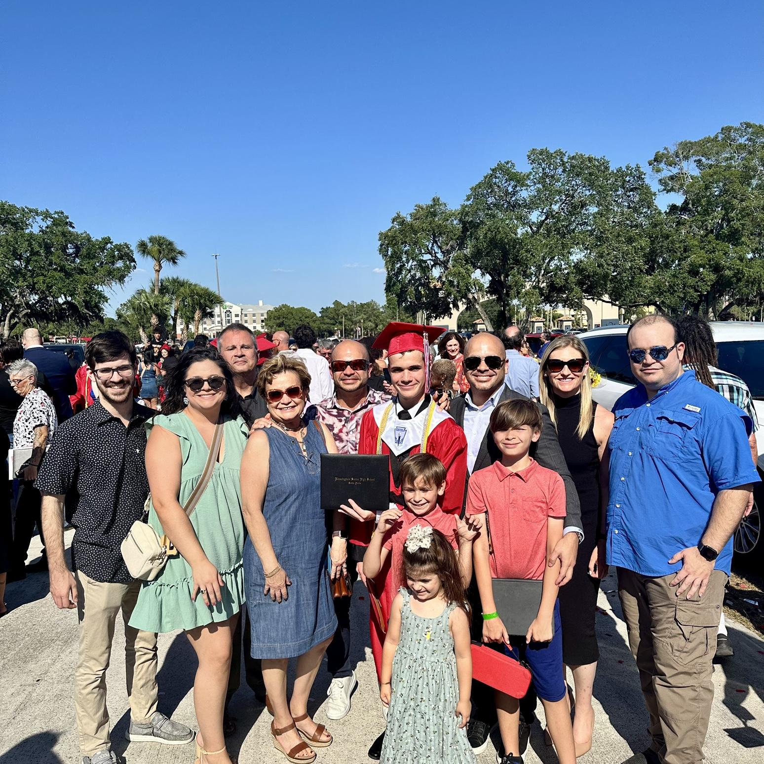 The Bilbao Family at Adam James’s Graduation. Adam’s mom, dad, brothers, sisters.