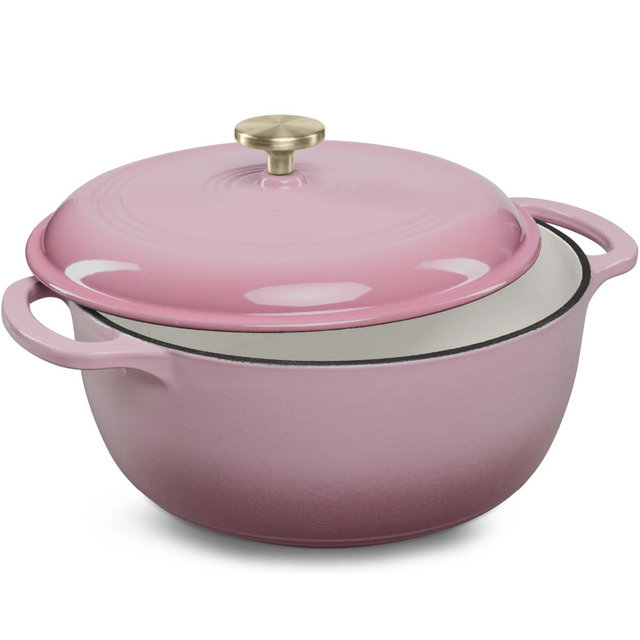 Cast-Iron Dutch Oven Kitchen Cookware w/ Enamel, Handles - 6qt