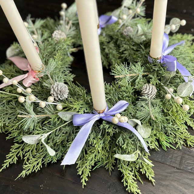 Gold Advent Wreath, Christmas Candle Holder, Catholic Home Decor