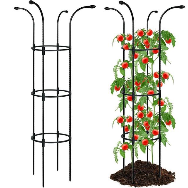 2 Packs Tomato Cage for Garden, 51''H Metal Plant Stakes Support, Plant Cages & Supports for Vines Crop, Garden Trellis for Climbing Support Indoor Outdoor Flowers Vegetable Fruits Support