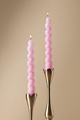 High Shine Spiral Taper Candles, Set of 2