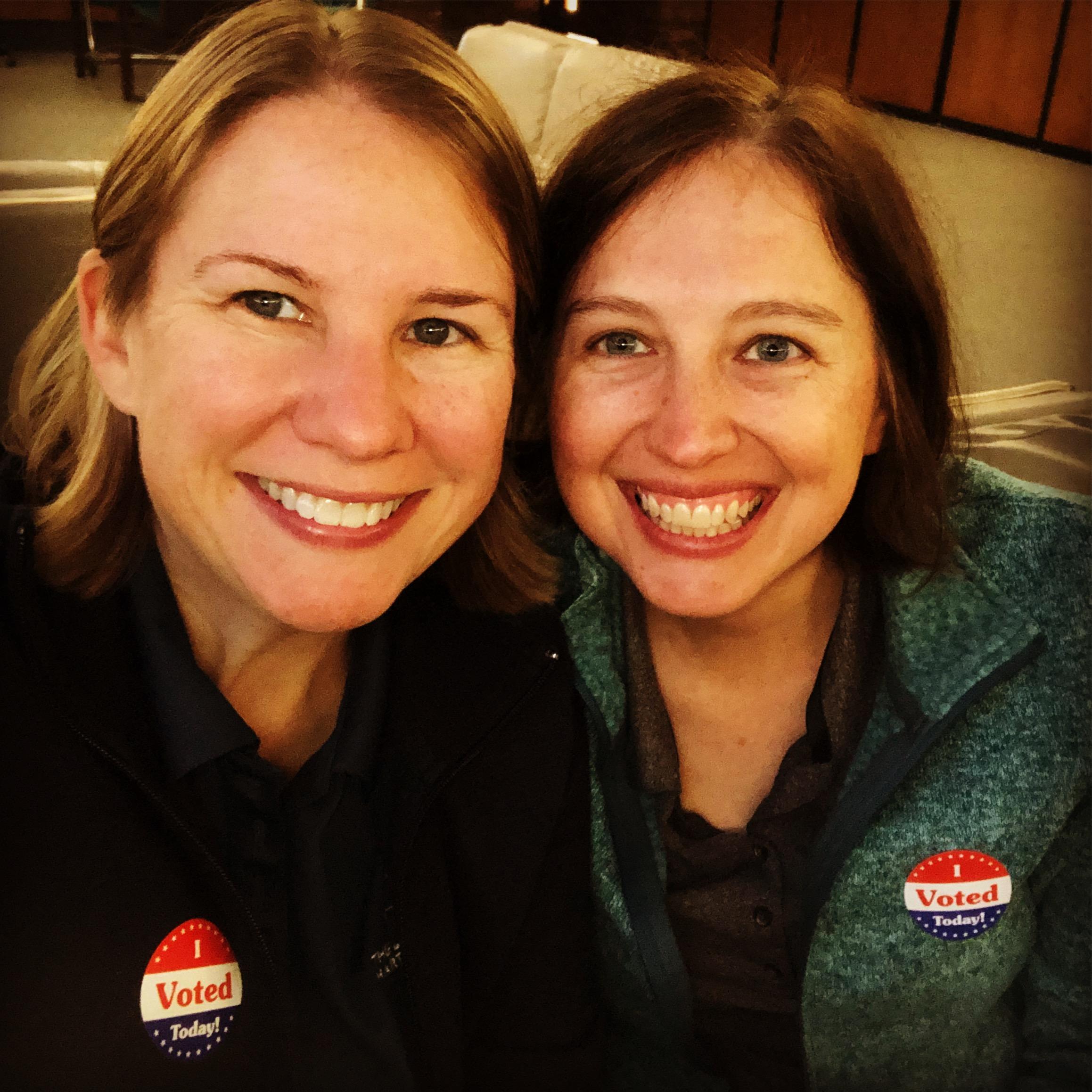 Voting... the morning after we got engaged. :)