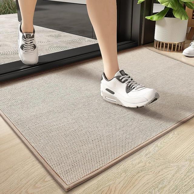 Color G Door Mat Large 17" x 29", Indoor/Outdoor Mat, Front Door Mat Indoor Rugs for Entryway, Non Slip Washable Absorbent Low-Profile Inside Door Mat, Entry Mat Entry Rug Front Door Rug, Khaki