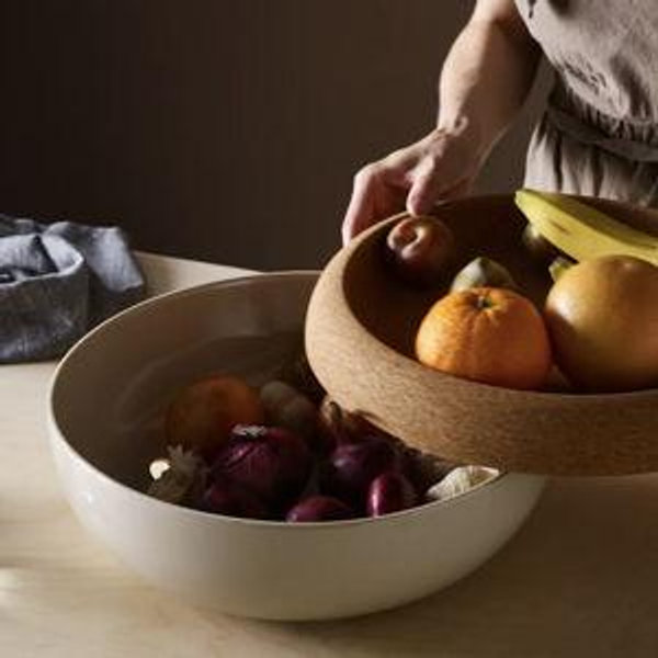 Emile Henry Storage Bowl, French Ceramic, Shallow, tan