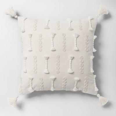 Yarn Applique Square Throw Pillow White - Opalhouse™