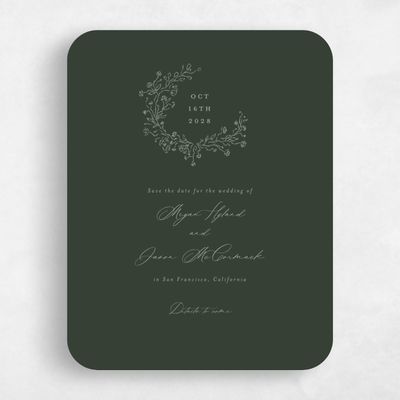 Green Rounded Wedding Save the Date - Sequoia Portrait