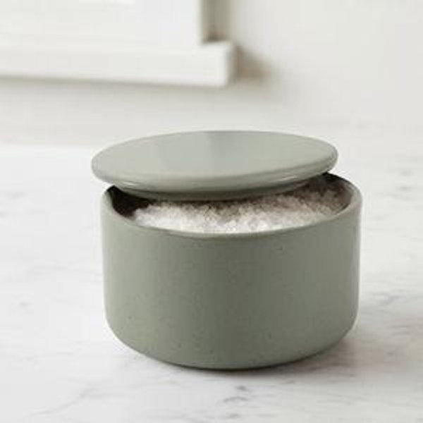Ceramic Salt Cellar with Lid - Sage