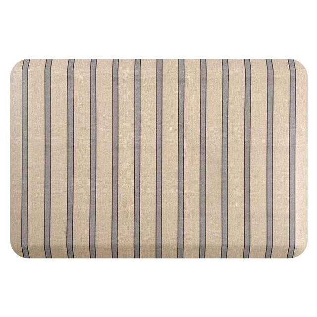Matterly Happy Feet Ticking Striped Anti-Fatigue Mat, Light Blue Navy, 22" x 32"
