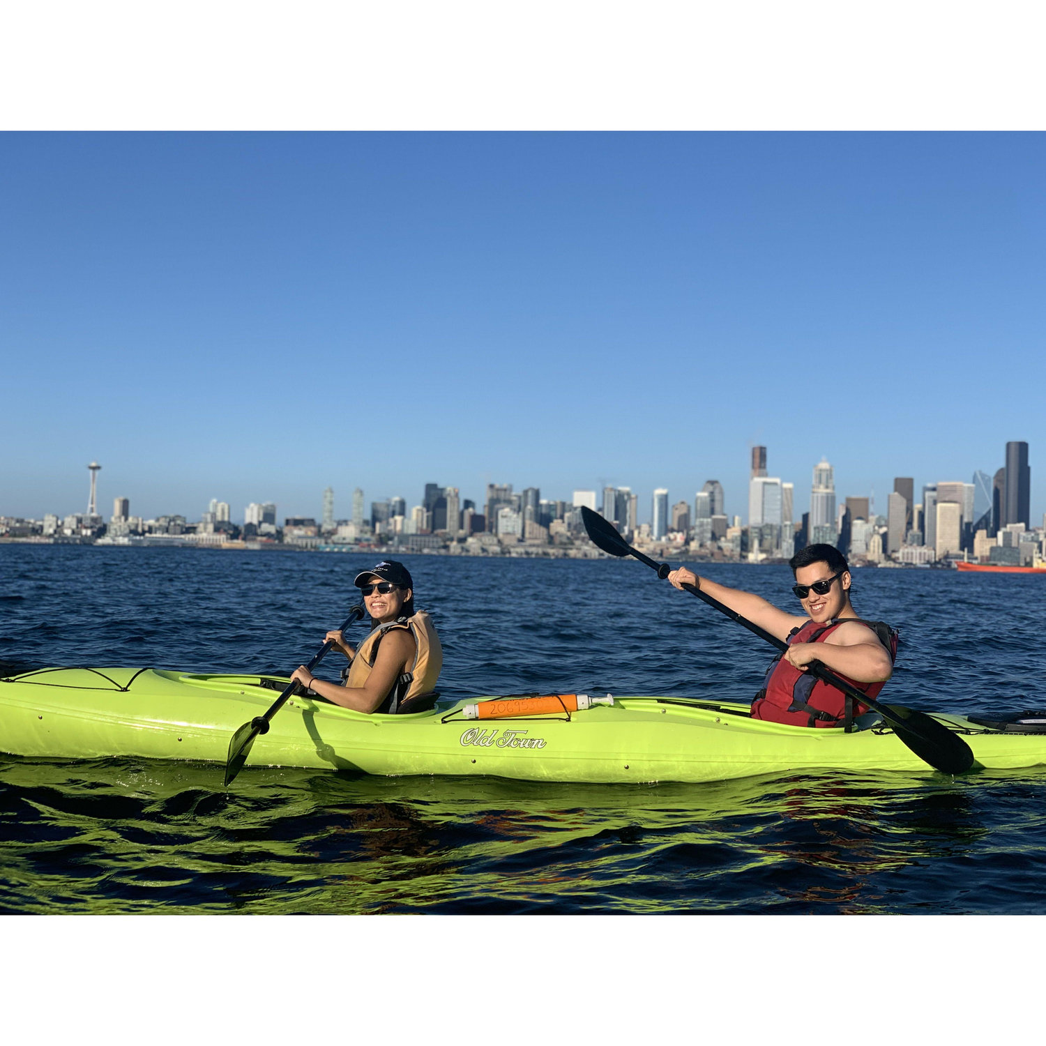 First time we went kayaking together in the brisk Seattle waters