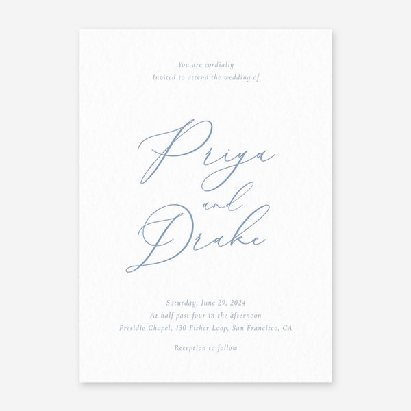Merlo Portrait Letterpress | Dusty Blue | Zola Wedding Invitations