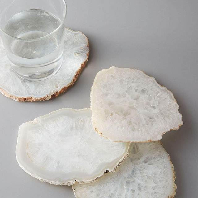 Gilded Agate Coaster, White
