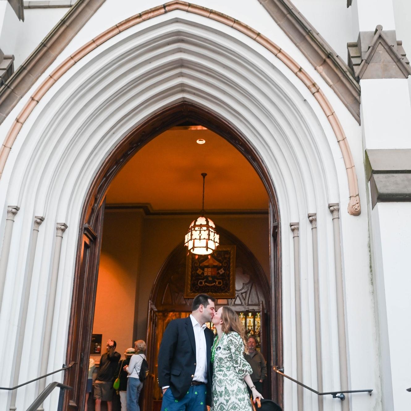 Recreating a photo Maria’s grandparents took after getting married in this Cathedral on June 10, 1961.