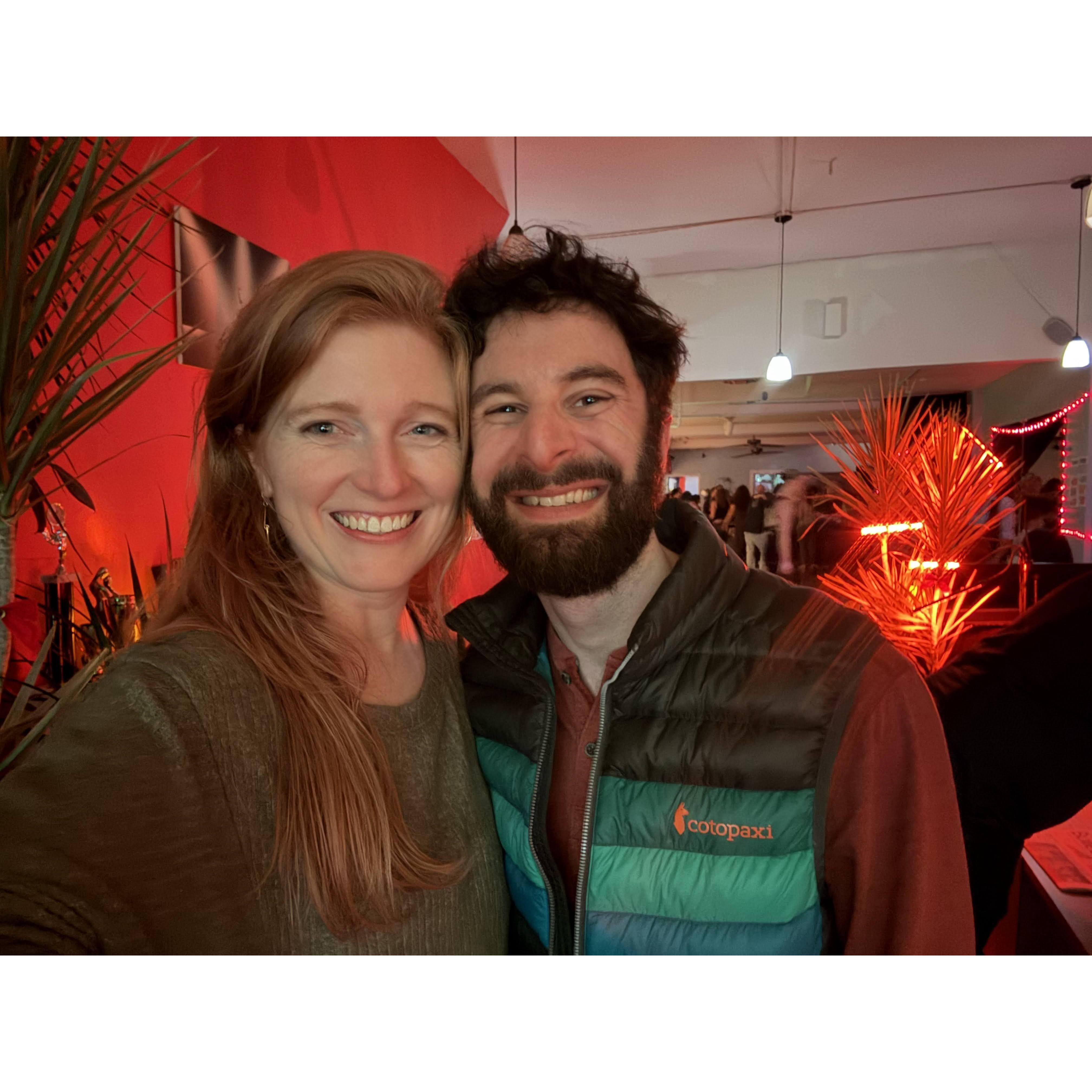 Our first ever photo together! We went salsa dancing at Los Sabrosos in Pittsburgh. One of us was much worse than the other one (but we won't say who he was).