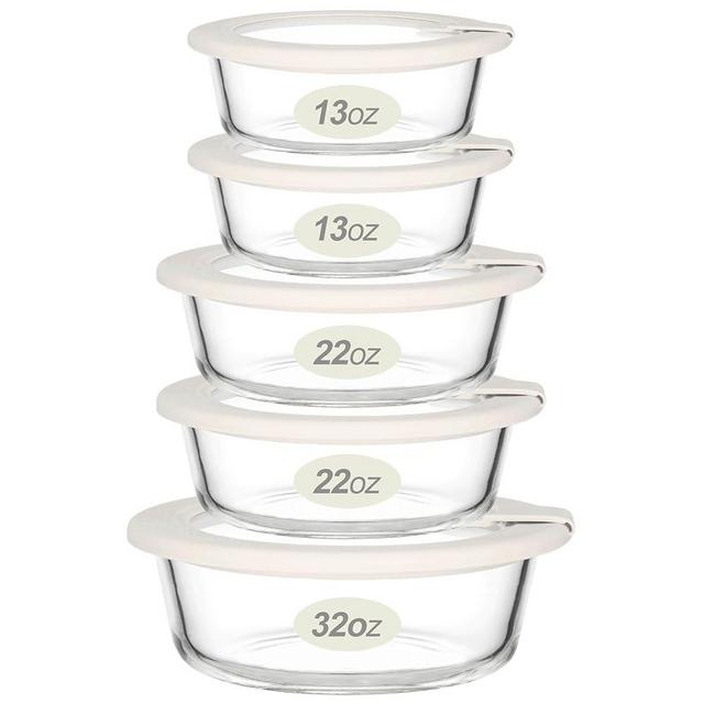 Urban Green Glass Food Storage Containers with Glass Lids, Microwave Safe Glass Food Container Set, Aitight Glass Meal Prep Container Set, LeakProof, 100% Plastic Free, 5 Pack
