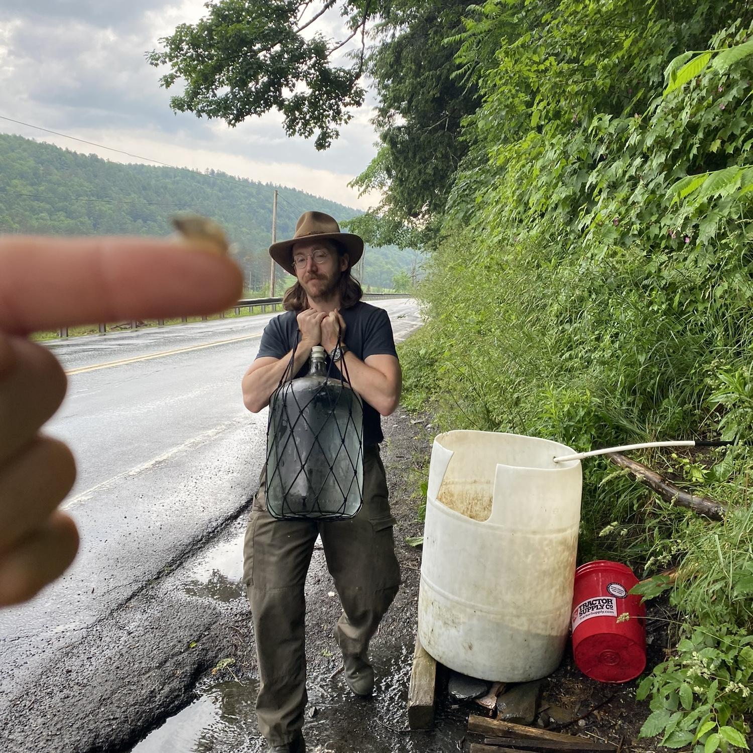 hauling water when we lived off-grid