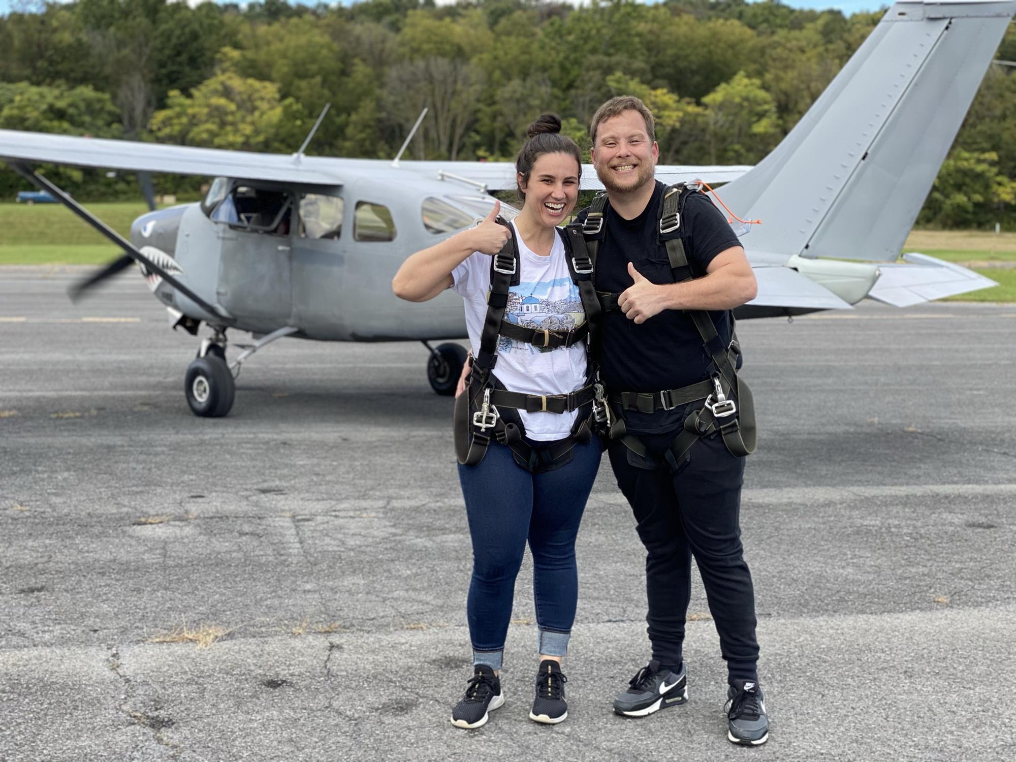 The first time we went skydiving in Orange, VA for Samantha's 30th birthday