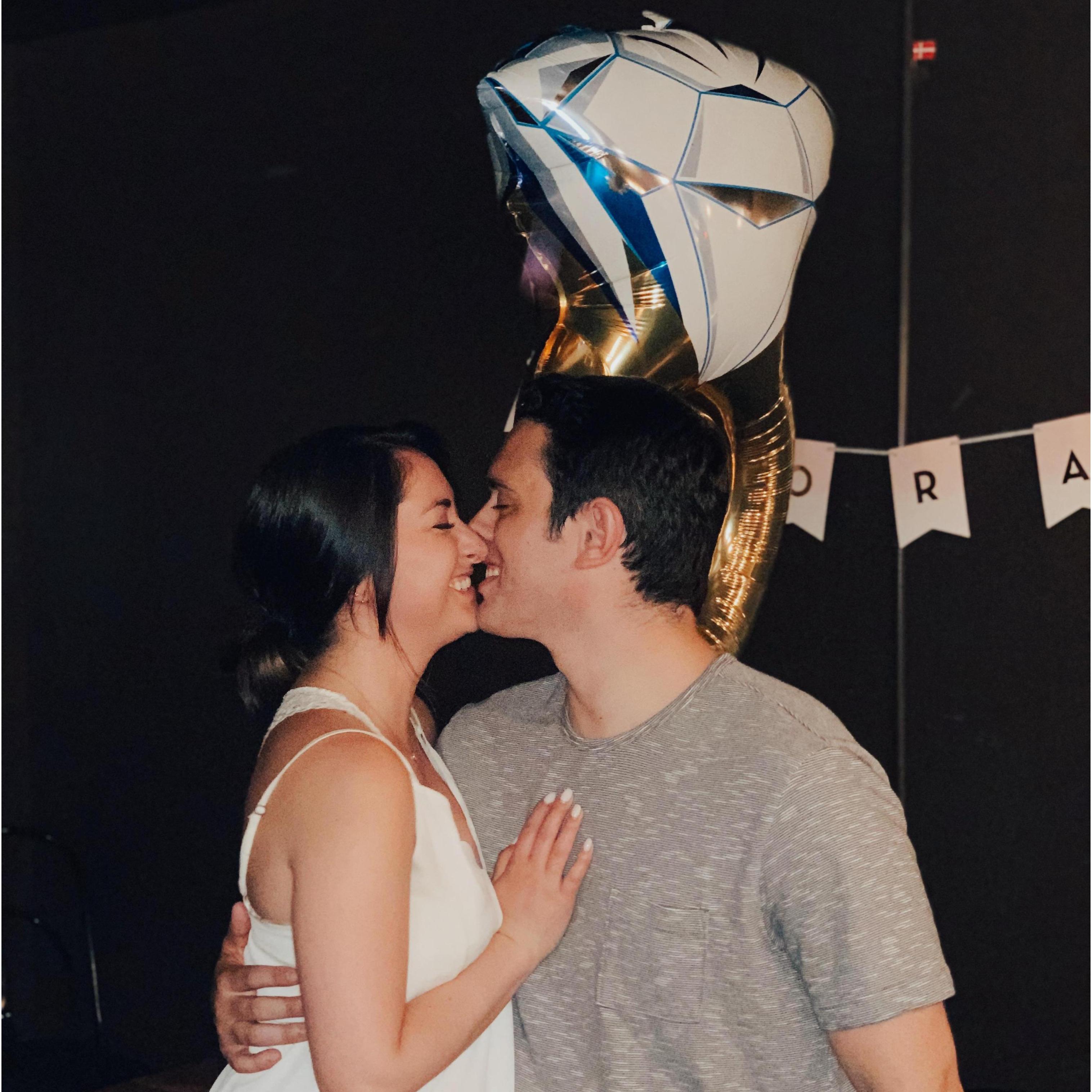 June 2019: Ringing in a new last name with our friends.