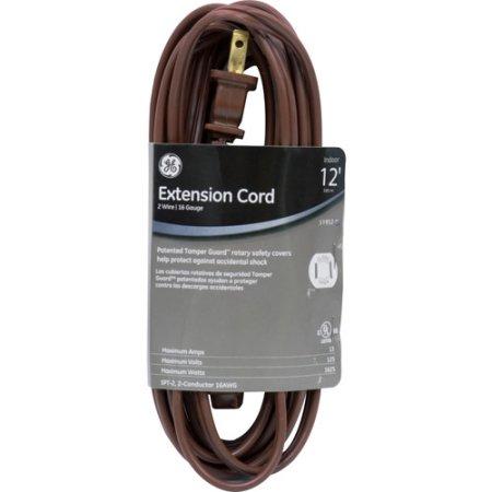Extension Cord, Indoor Brown with Tamper Guard, 12', 125V, 13A