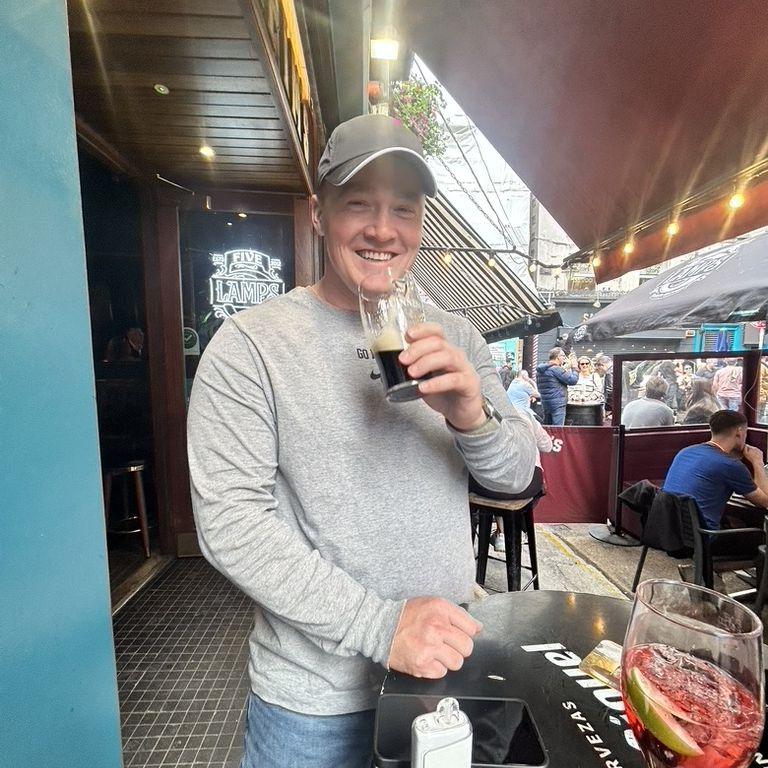 The smile you get when you drink a fresh, crisp Guinness in Dublin, Ireland