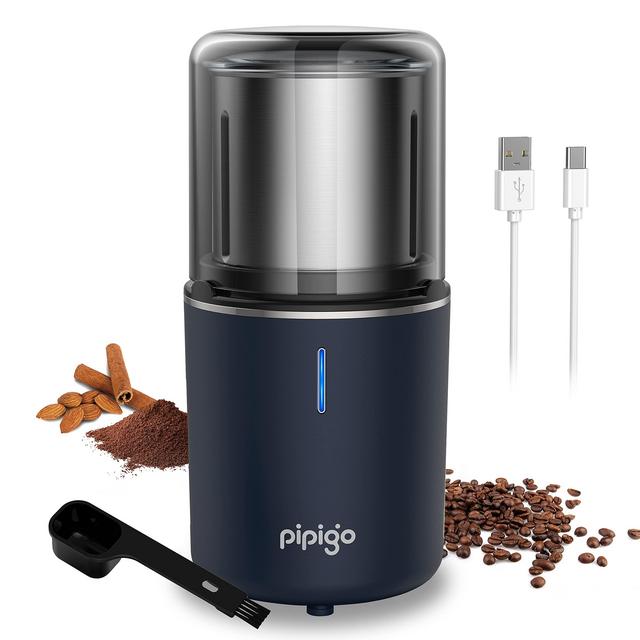 Cordless Coffee Grinder Electric Coffee Bean Grinder USB-C Rechargeable Electric Coffee Grinder with Removable Stainless Steel Bowl Portable Spice Grinder Electric for Coffee, Spices, Nuts (12 Cups)