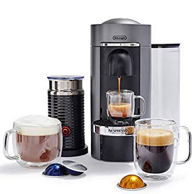 Nespresso by De'Longhi ENV155TAE VertuoPlus Deluxe Coffee and Espresso Machine Bundle with Aeroccino Milk Frother by De'Longhi, Titan