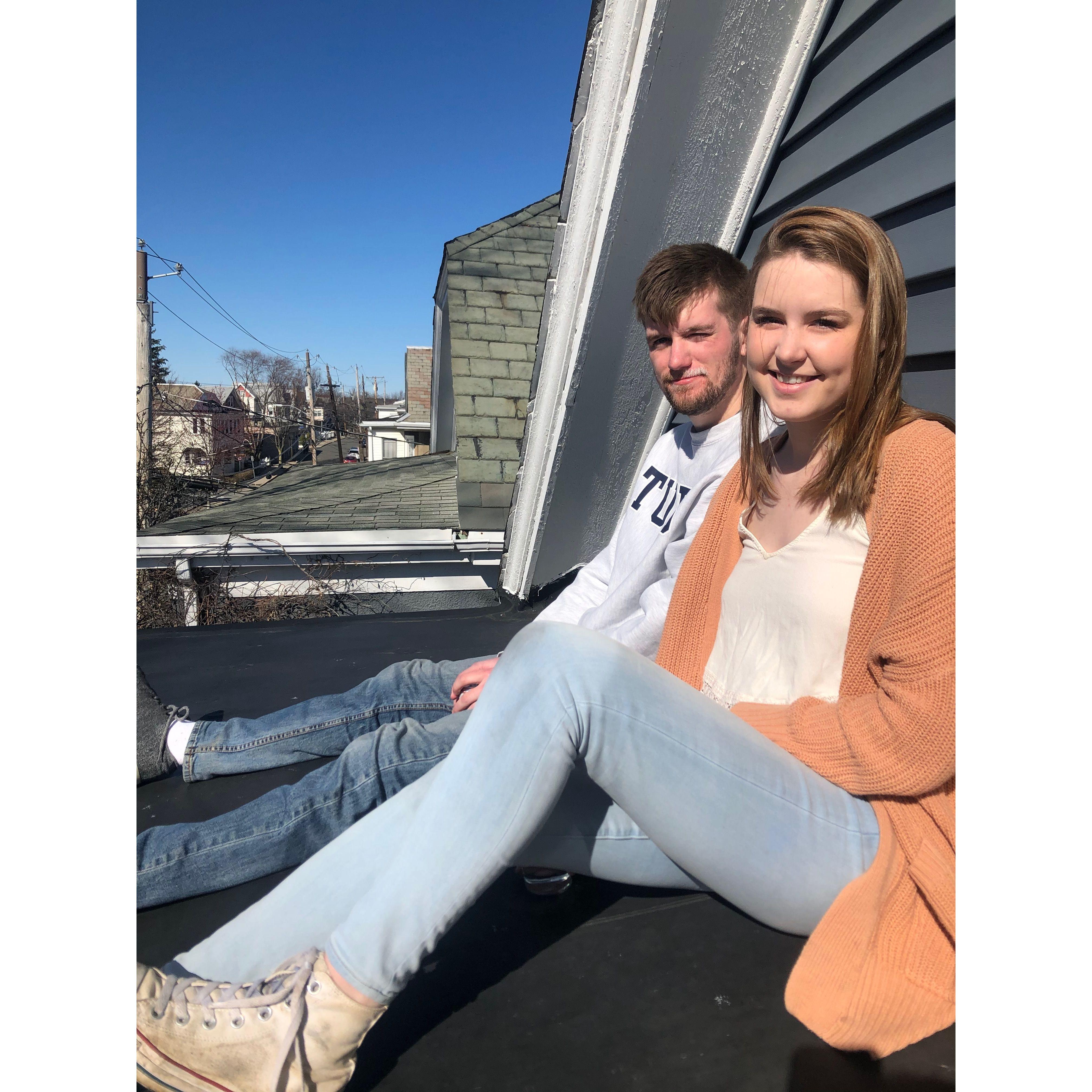On the roof at Turner's apartment on North St