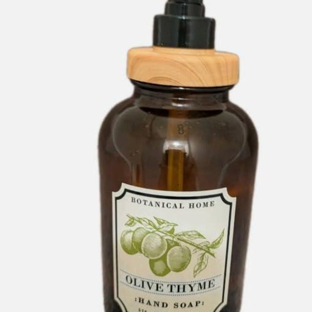 Botanical Home Hand Soap Collection 576ml | 19.5 fl oz | Infused with Essential Oils |Amber GLASS BOTTLE | Olive Thyme