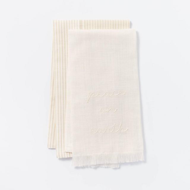 2pk Cotton Peace On Earth Kitchen Towel Set - Threshold™ designed with Studio McGee
