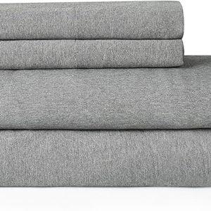 UGG Devon Queen Sheet Set 4-Piece Luxury Ultra Soft Cozy Sheets Deep Pockets Premium Bedding with 2 Pillow Shams Hypoallergenic Machine Washable Lightweight Bed Set for Bedroom, Queen, Heathered Gray