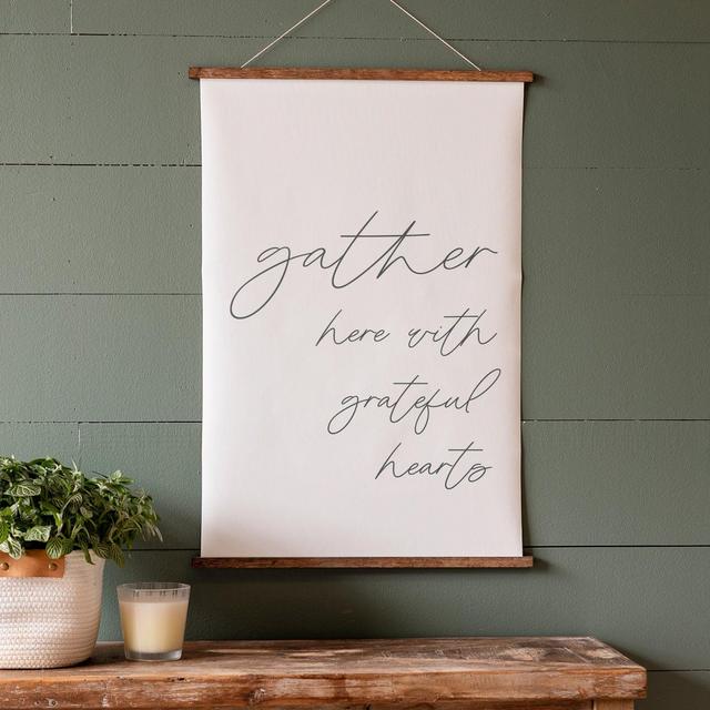 Gather Here With Grateful Hearts Hanging Canvas