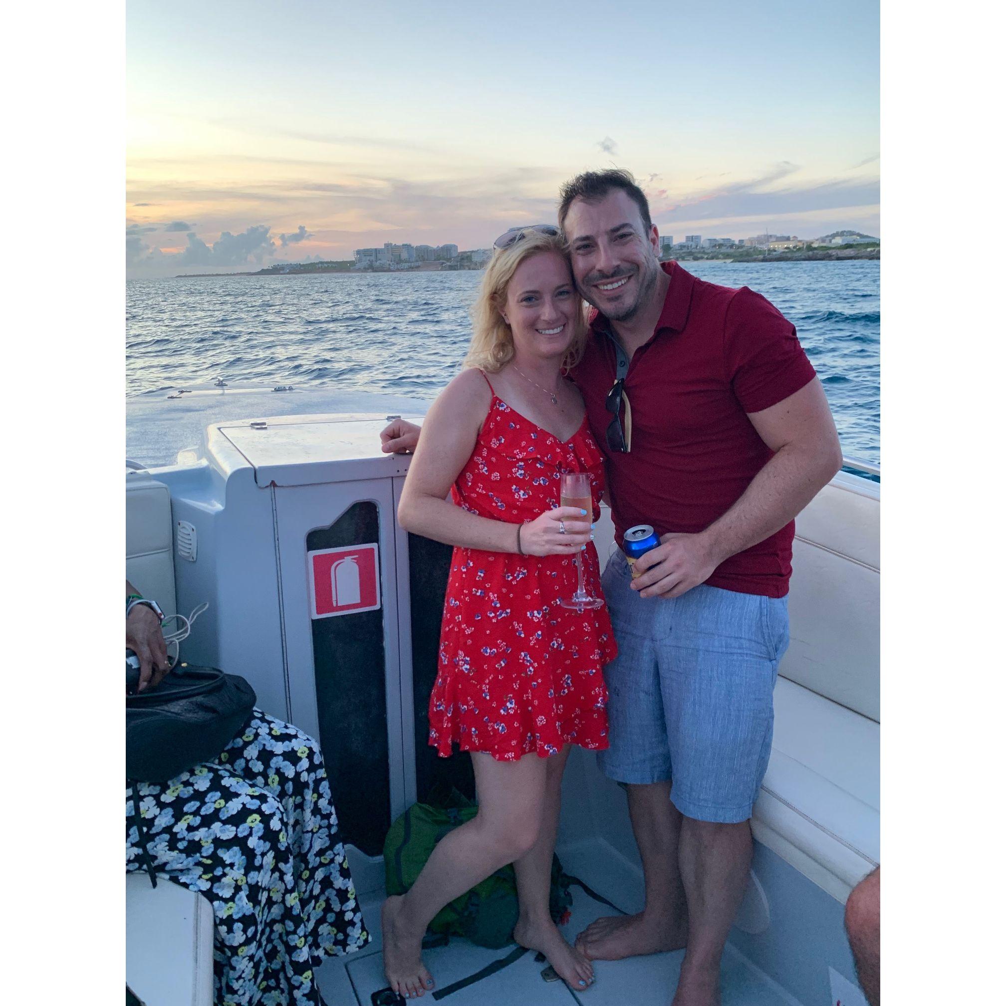 Our first international trip to St. Martin! We enjoyed watching the sunset on a boat cruise.